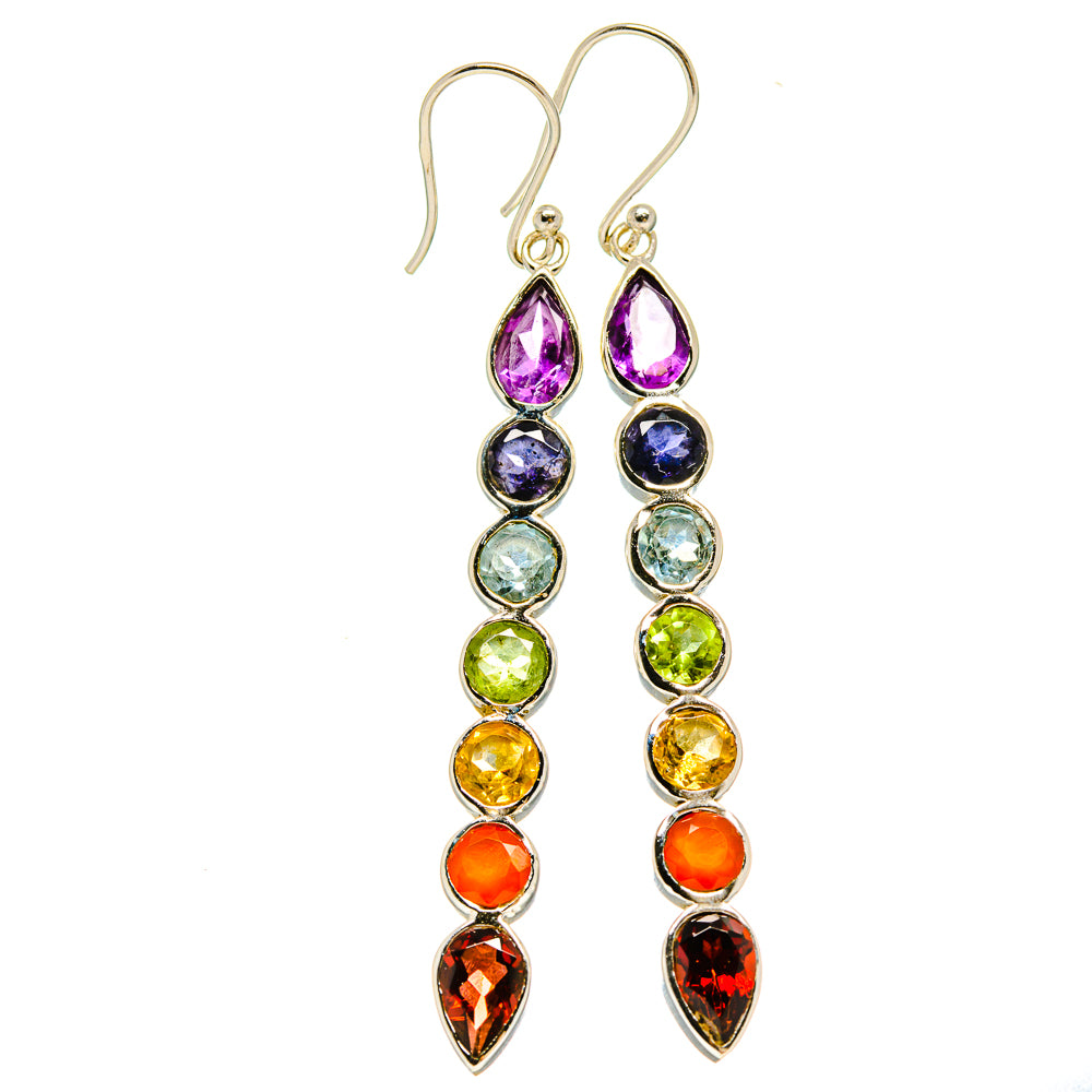 Multi-Stone Chakra Earrings handcrafted by Ana Silver Co - EARR415497