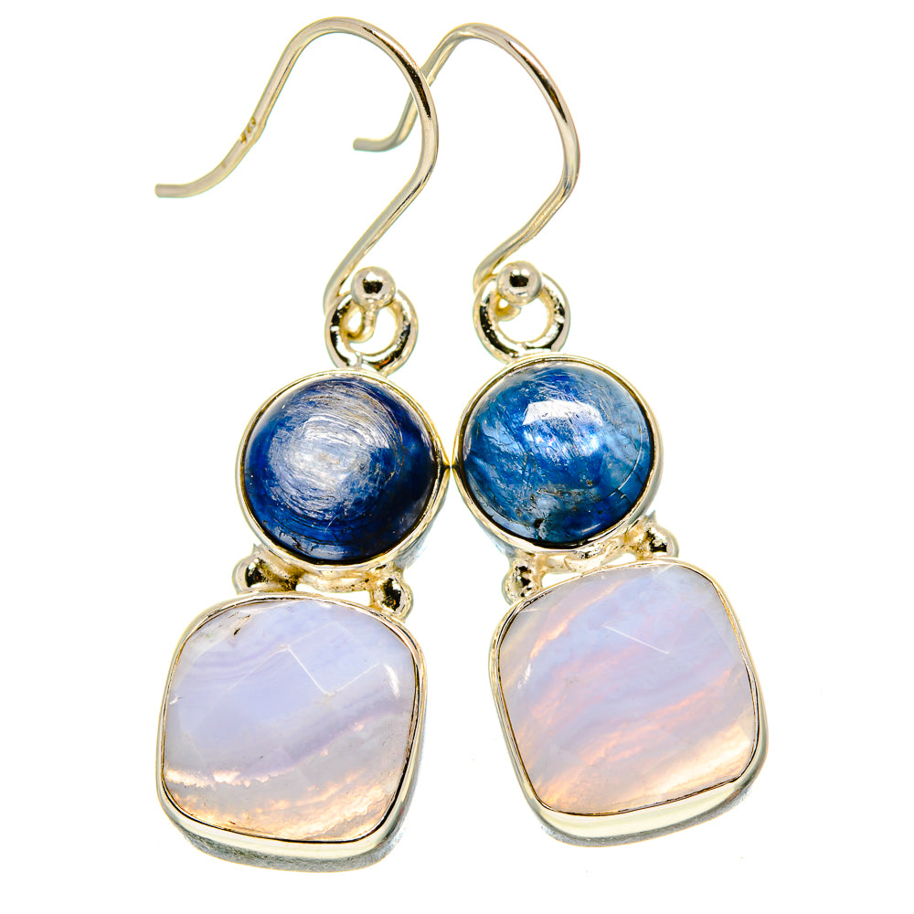 Blue Lace Agate Earrings handcrafted by Ana Silver Co - EARR415513