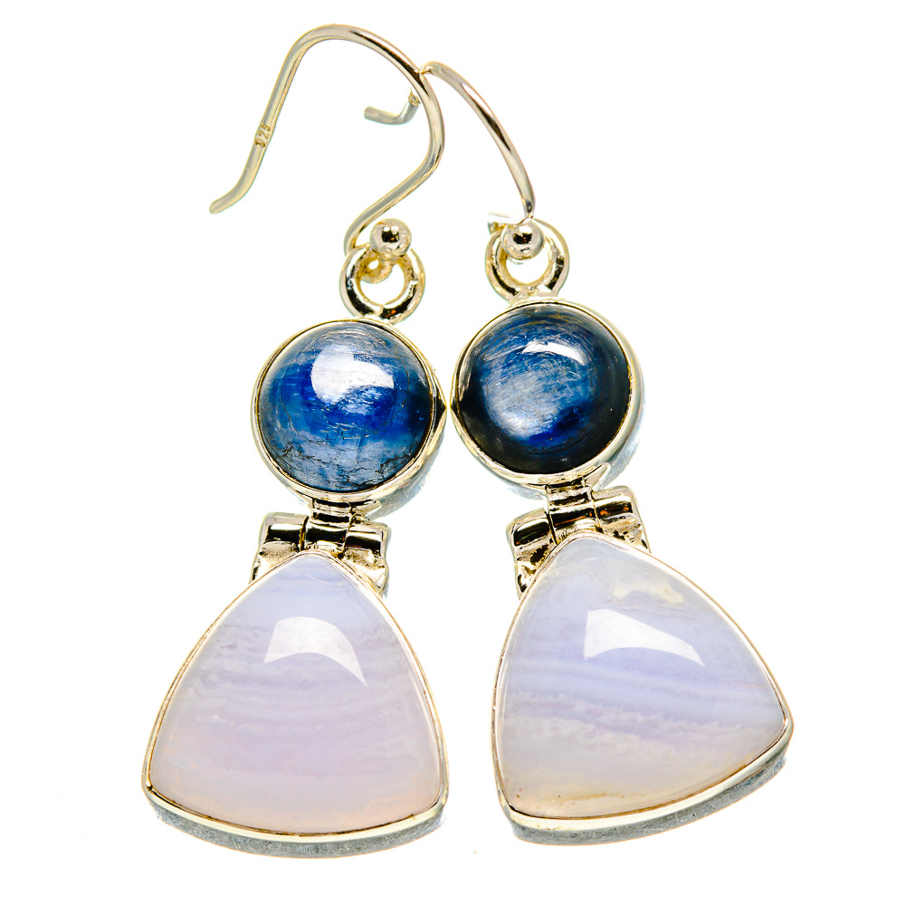 Blue Lace Agate Earrings handcrafted by Ana Silver Co - EARR415531