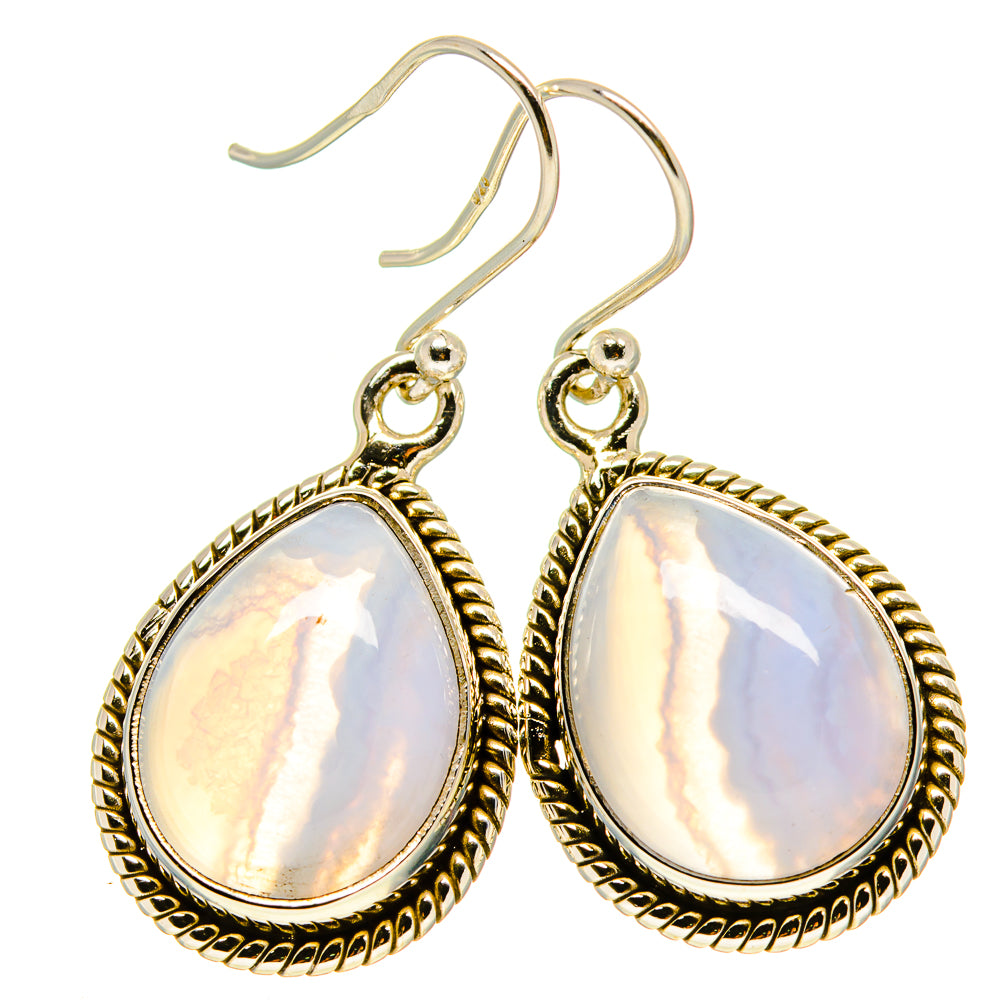 Blue Lace Agate Earrings handcrafted by Ana Silver Co - EARR415535