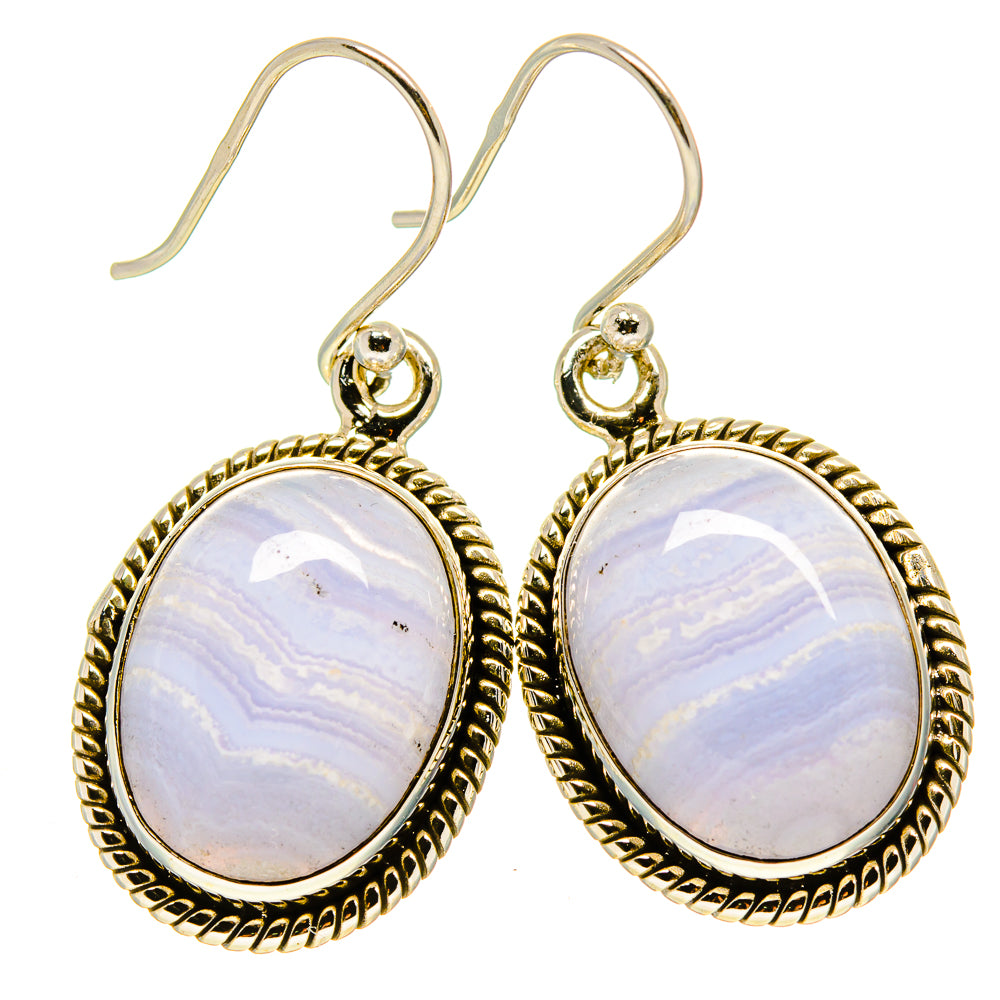 Blue Lace Agate Earrings handcrafted by Ana Silver Co - EARR415542