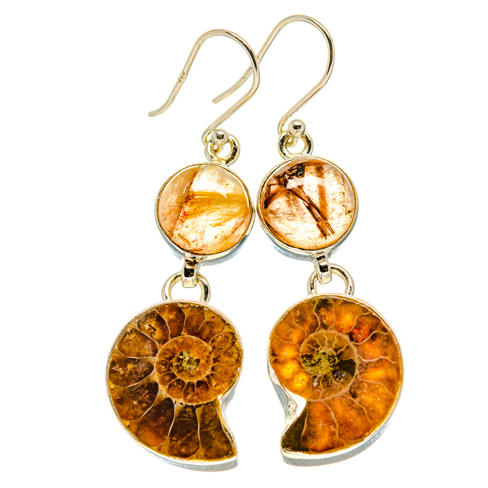 Ammonite Fossil Earrings handcrafted by Ana Silver Co - EARR415545