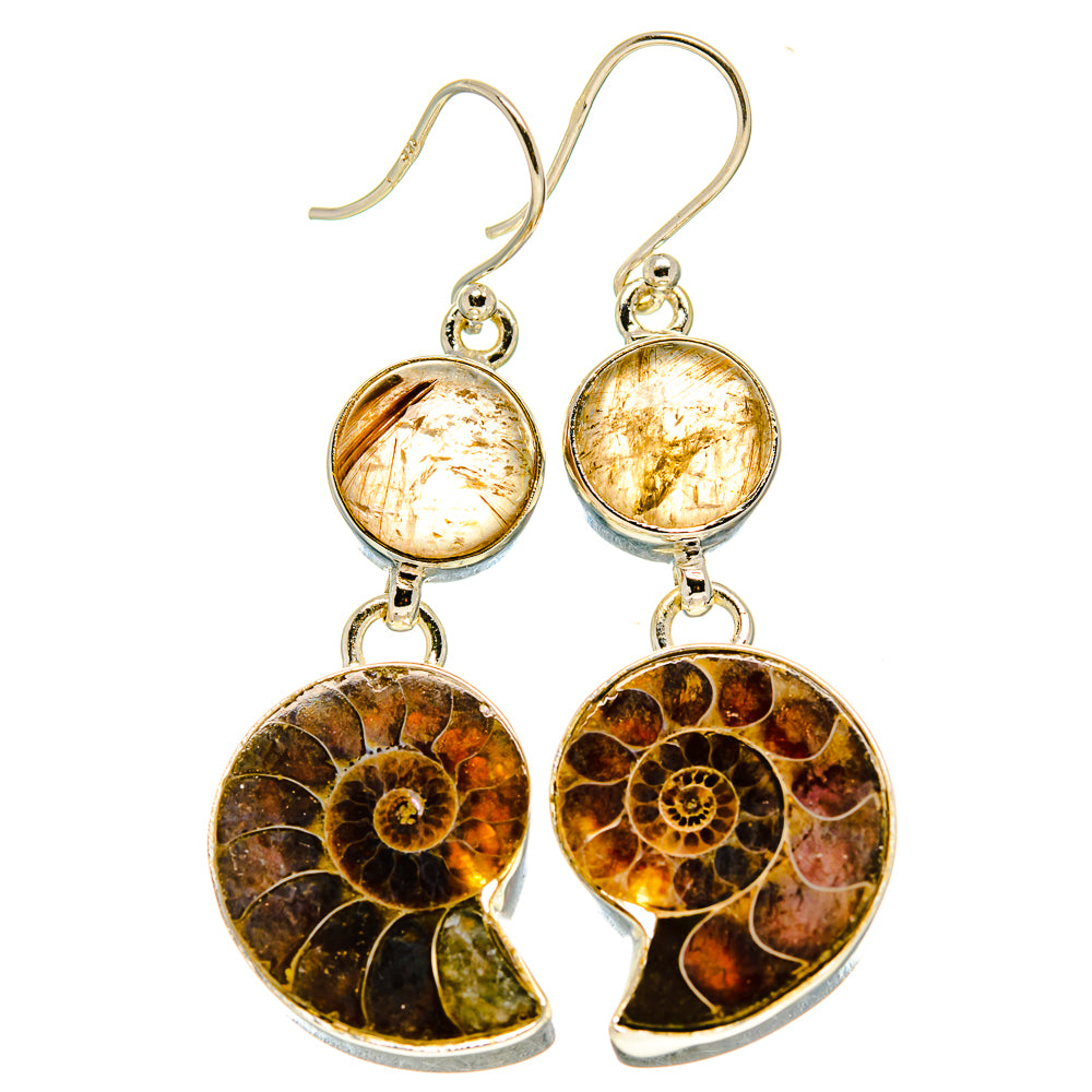 Ammonite Fossil Earrings handcrafted by Ana Silver Co - EARR415549