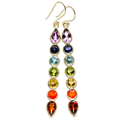 Multi-Stone Chakra Earrings handcrafted by Ana Silver Co - EARR415559