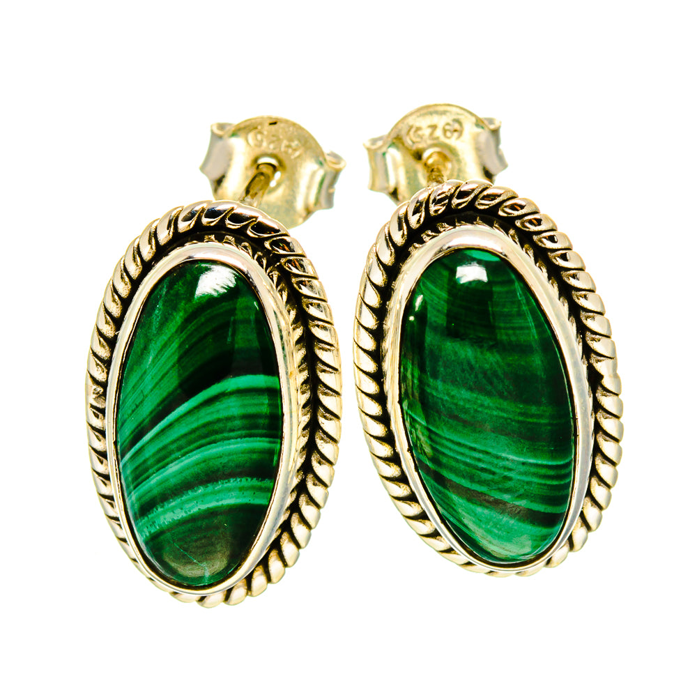 Malachite Earrings handcrafted by Ana Silver Co - EARR415563
