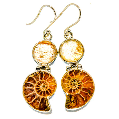 Ammonite Fossil Earrings handcrafted by Ana Silver Co - EARR415572
