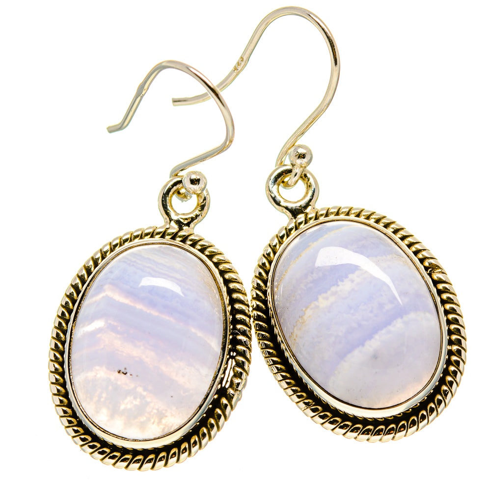 Blue Lace Agate Earrings handcrafted by Ana Silver Co - EARR415596