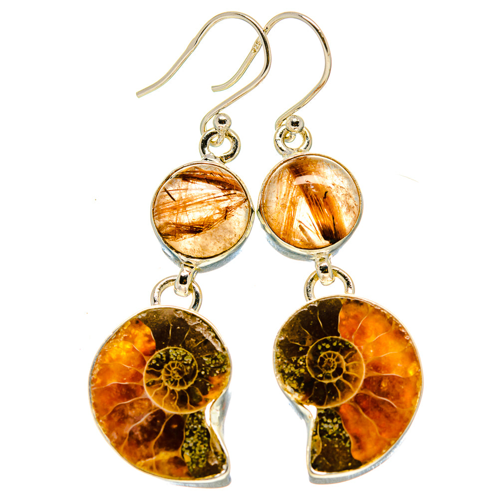 Ammonite Fossil Earrings handcrafted by Ana Silver Co - EARR415597