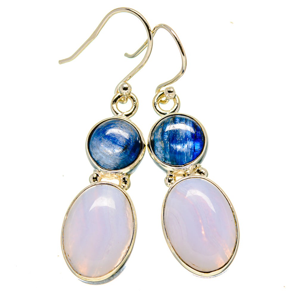 Blue Lace Agate Earrings handcrafted by Ana Silver Co - EARR415606
