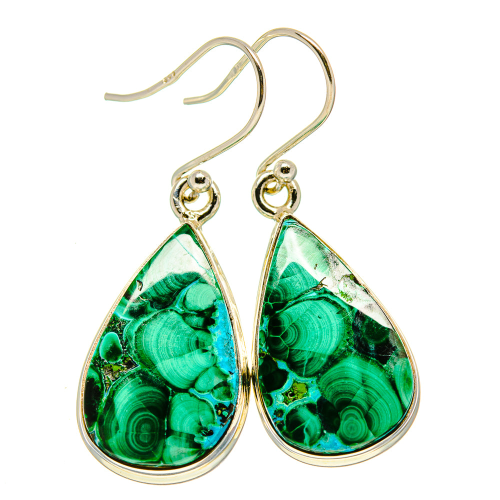 Malachite In Chrysocolla Earrings handcrafted by Ana Silver Co - EARR415610
