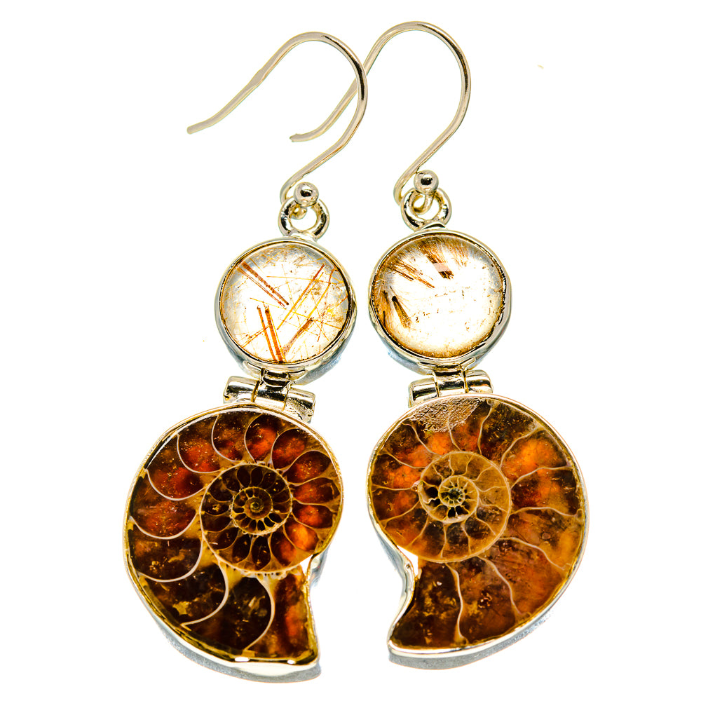 Ammonite Fossil Earrings handcrafted by Ana Silver Co - EARR415627