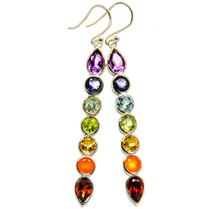 Multi-Stone Chakra Earrings handcrafted by Ana Silver Co - EARR415634