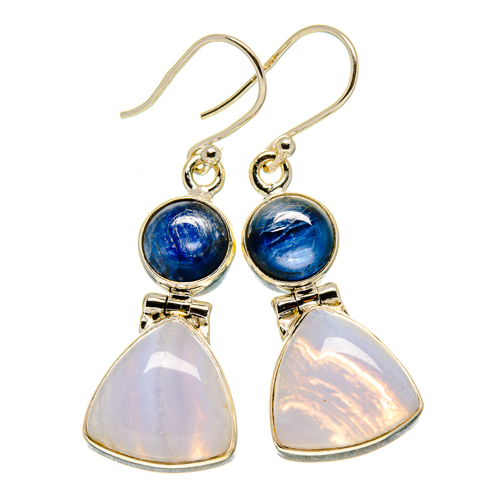 Blue Lace Agate Earrings handcrafted by Ana Silver Co - EARR415635