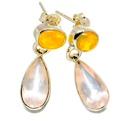 Rose Quartz Earrings handcrafted by Ana Silver Co - EARR415638