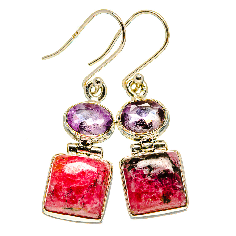 Rhodonite, Amethyst Earrings handcrafted by Ana Silver Co - EARR415664