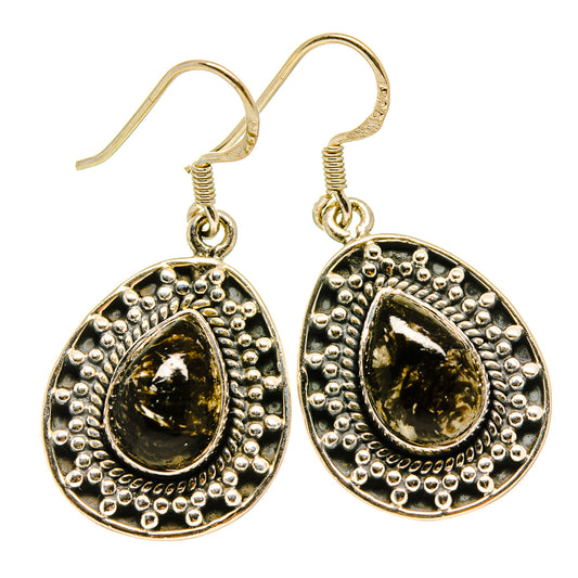Golden Seraphinite Earrings handcrafted by Ana Silver Co - EARR415674