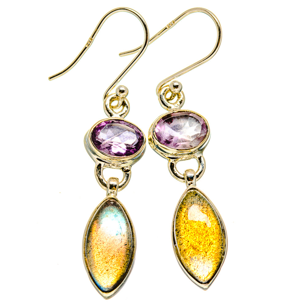 Labradorite, Amethyst Earrings handcrafted by Ana Silver Co - EARR415676