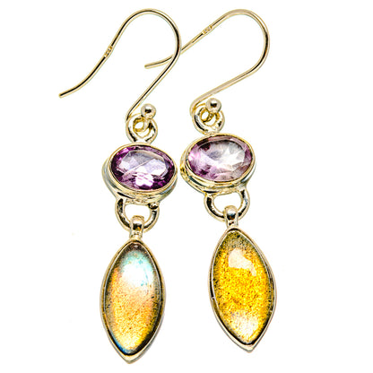 Labradorite, Amethyst Earrings handcrafted by Ana Silver Co - EARR415676
