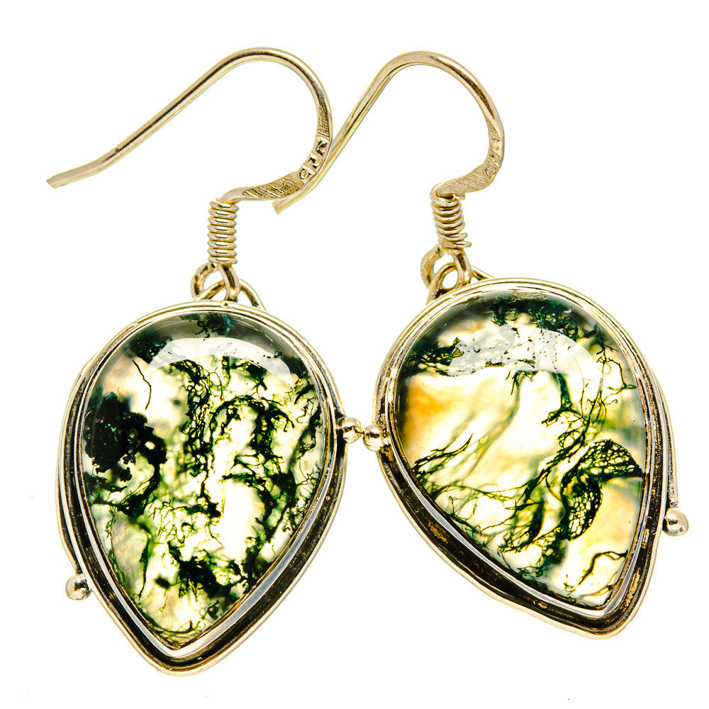 Green Moss Agate Earrings handcrafted by Ana Silver Co - EARR415681