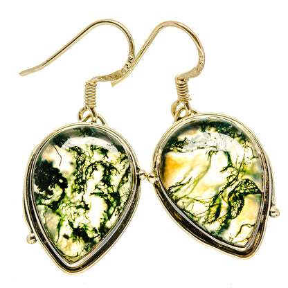 Green Moss Agate Earrings handcrafted by Ana Silver Co - EARR415681