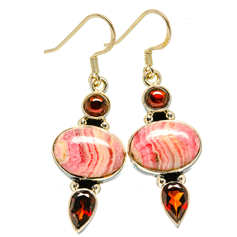 Rhodochrosite, Garnet Earrings handcrafted by Ana Silver Co - EARR415684