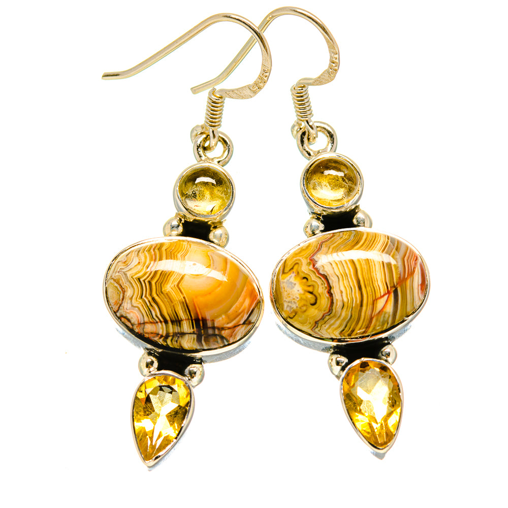 Laguna Lace Agate, Citrine Earrings handcrafted by Ana Silver Co - EARR415686