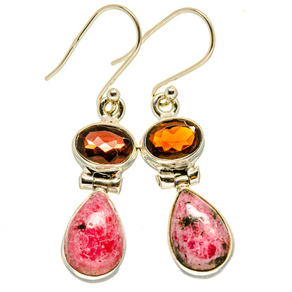 Rhodonite, Garnet Earrings handcrafted by Ana Silver Co - EARR415696