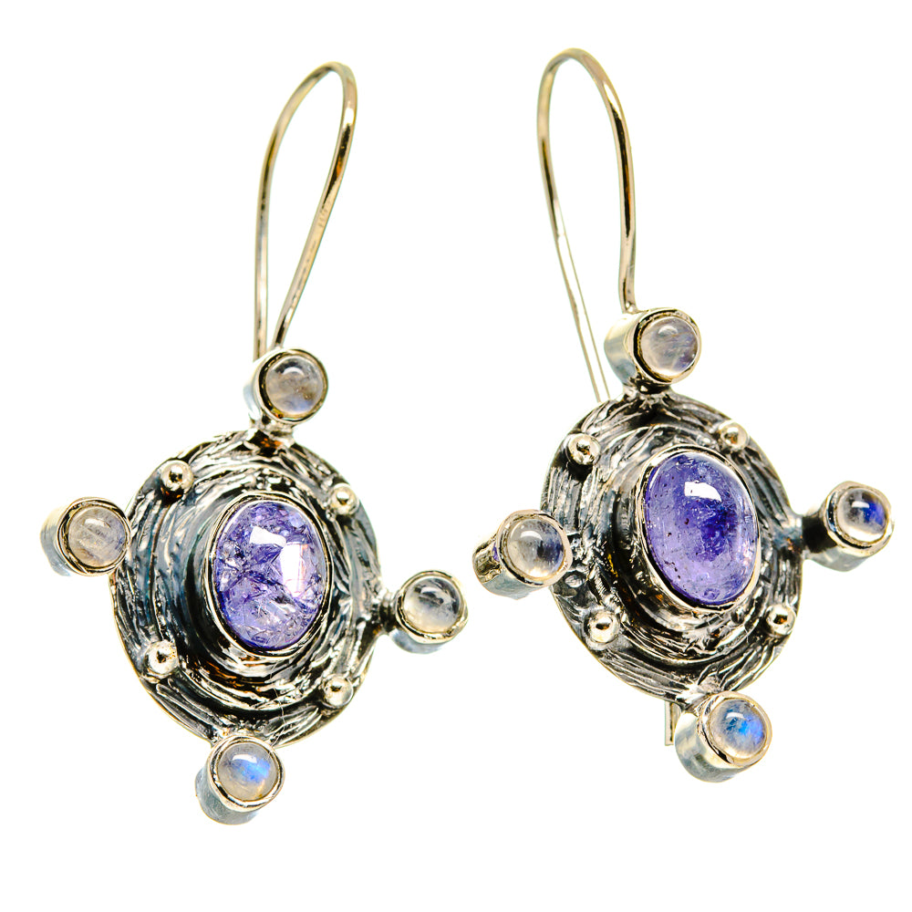 Tanzanite, Rainbow Moonstone Earrings handcrafted by Ana Silver Co - EARR415703
