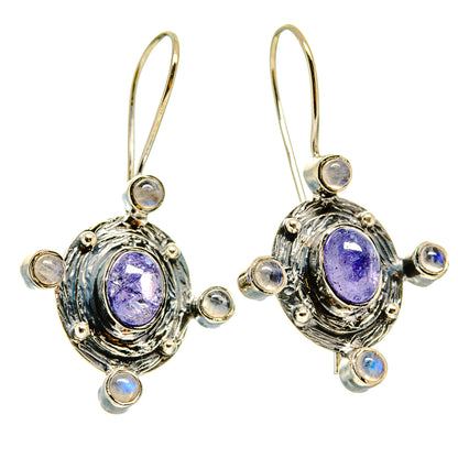Tanzanite, Rainbow Moonstone Earrings handcrafted by Ana Silver Co - EARR415703