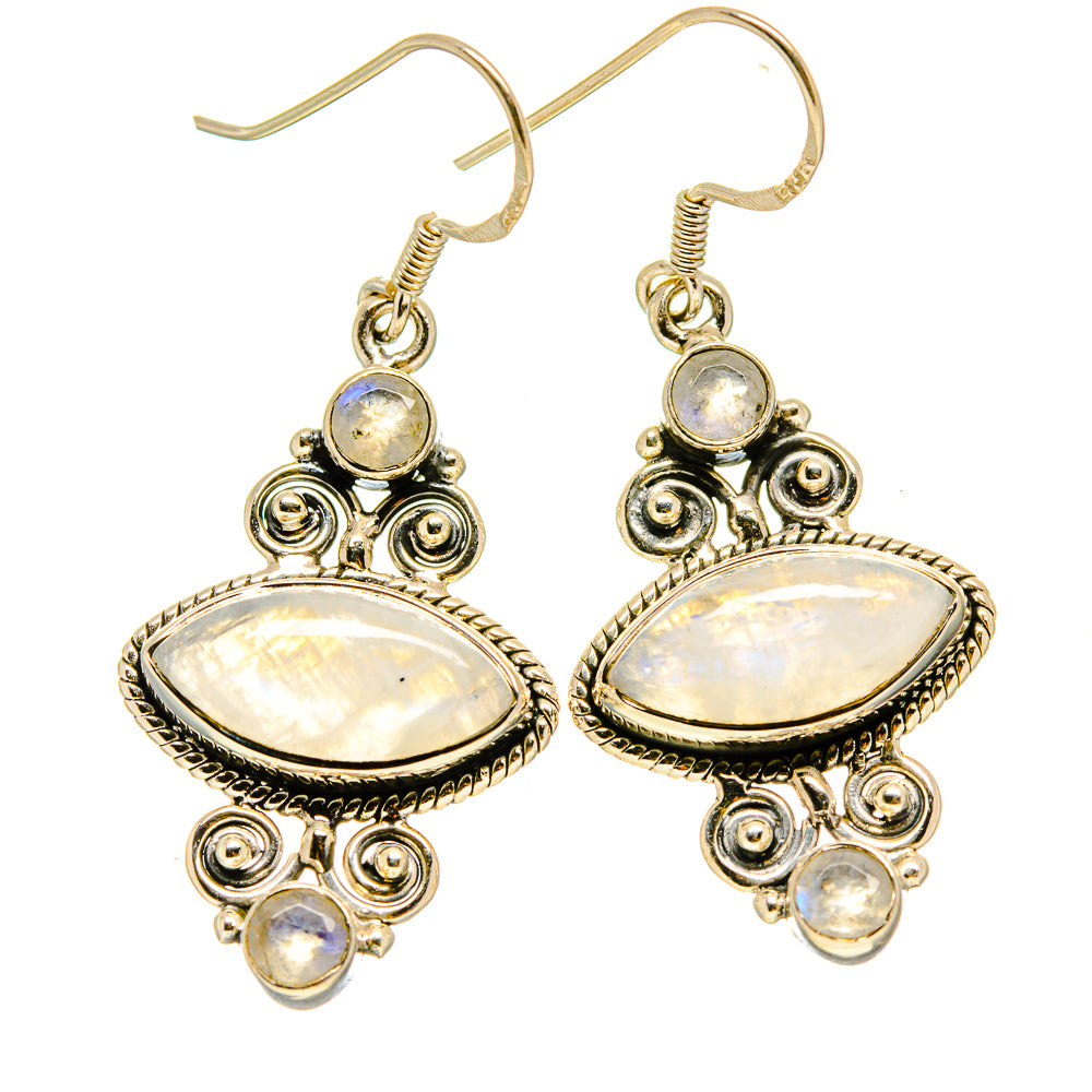 Rainbow Moonstone Earrings handcrafted by Ana Silver Co - EARR415704