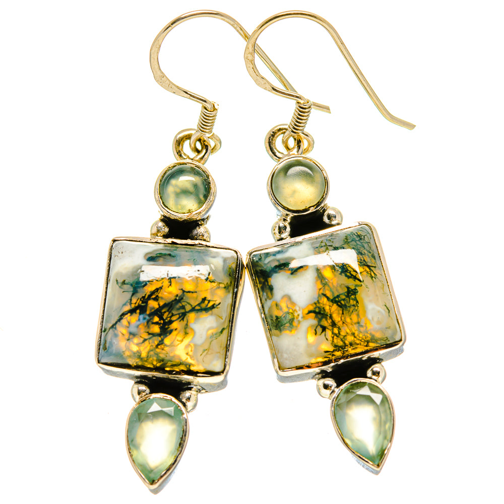 Green Moss Agate, Prehnite Earrings handcrafted by Ana Silver Co - EARR415707