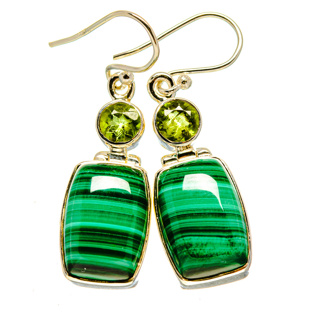 Malachite, Peridot Earrings handcrafted by Ana Silver Co - EARR415718