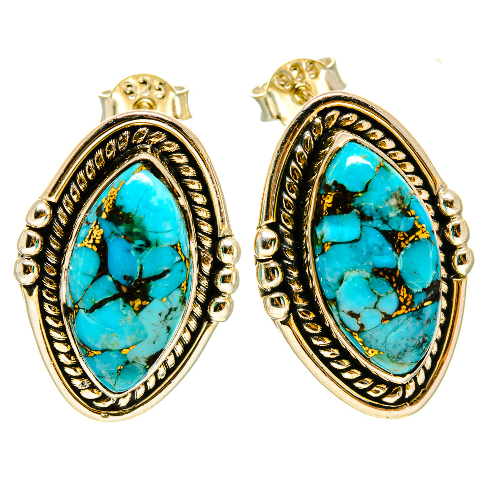 Blue Copper Composite Turquoise Earrings handcrafted by Ana Silver Co - EARR415721