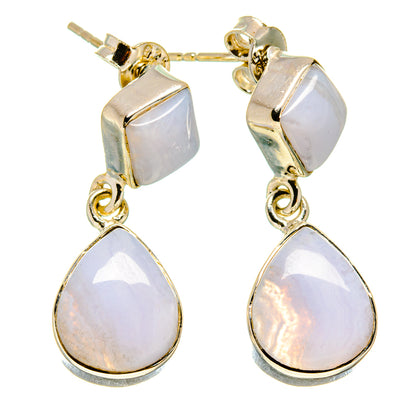 Blue Lace Agate Earrings handcrafted by Ana Silver Co - EARR415729