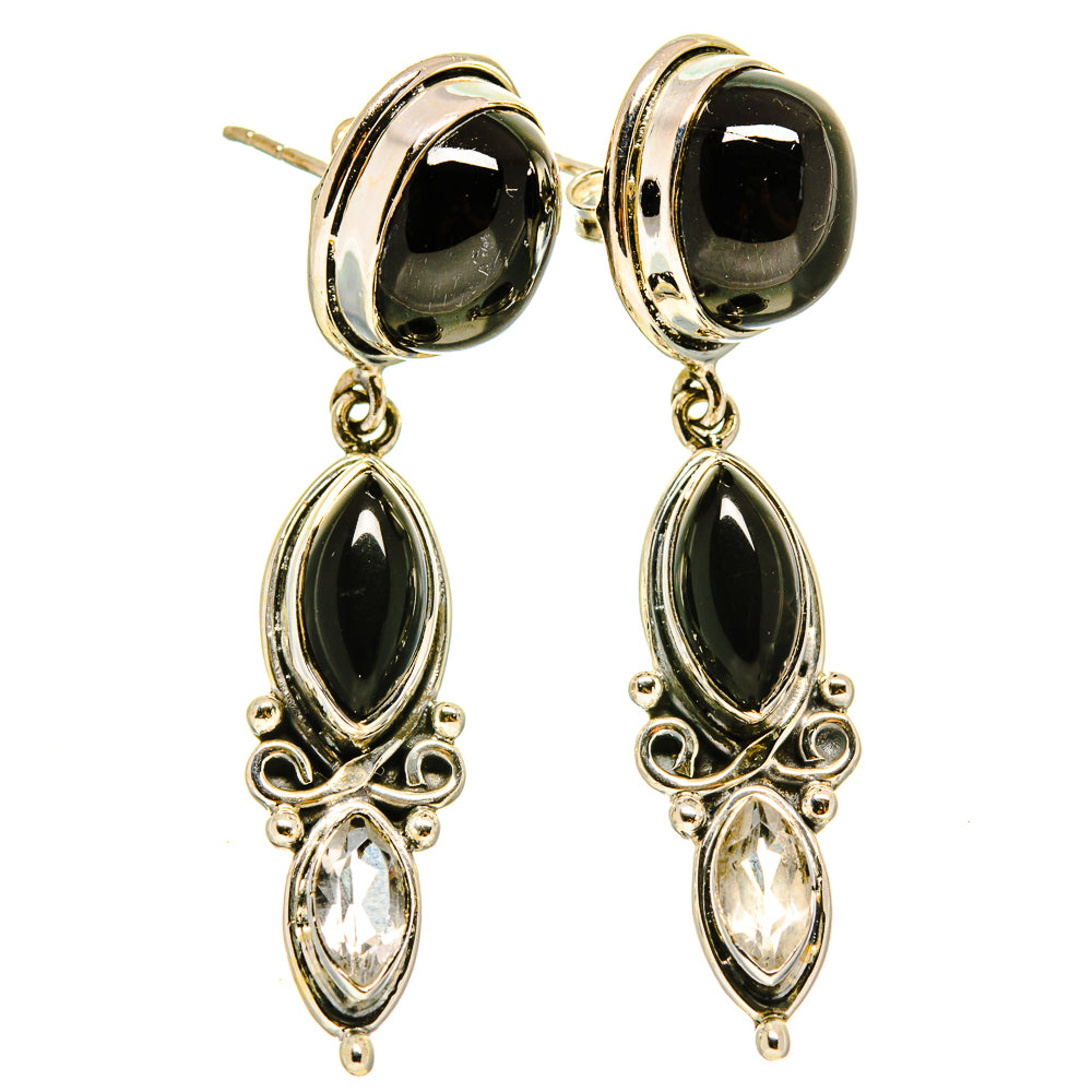Black Onyx, White Quartz Earrings handcrafted by Ana Silver Co - EARR415730