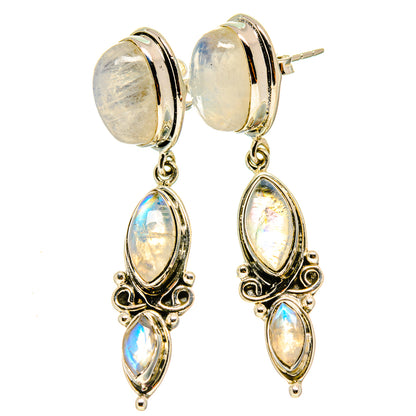 Rainbow Moonstone Earrings handcrafted by Ana Silver Co - EARR415736