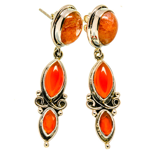 Carnelian, Sunstone Earrings handcrafted by Ana Silver Co - EARR415737