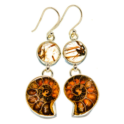 Ammonite Fossil Earrings handcrafted by Ana Silver Co - EARR415749