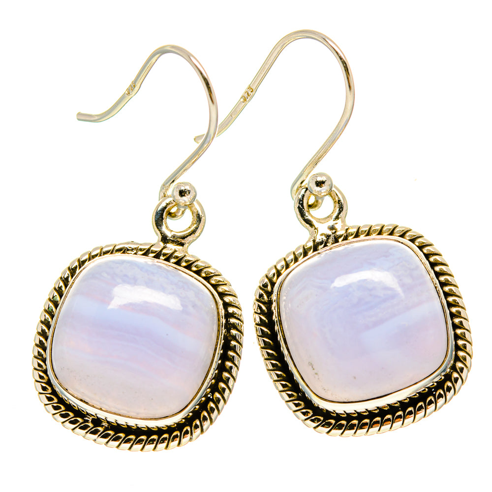 Blue Lace Agate Earrings handcrafted by Ana Silver Co - EARR415751