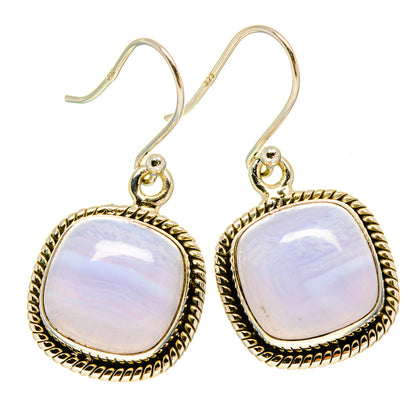 Blue Lace Agate Earrings handcrafted by Ana Silver Co - EARR415751