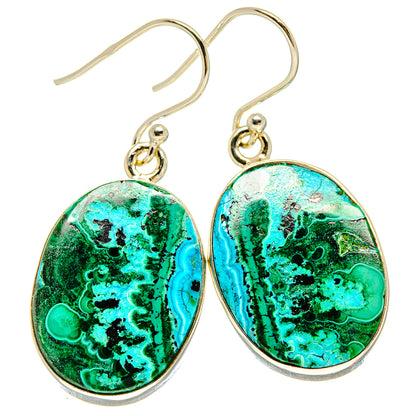 Malachite In Chrysocolla Earrings handcrafted by Ana Silver Co - EARR415764