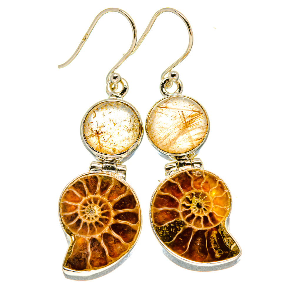 Ammonite Fossil Earrings handcrafted by Ana Silver Co - EARR415782