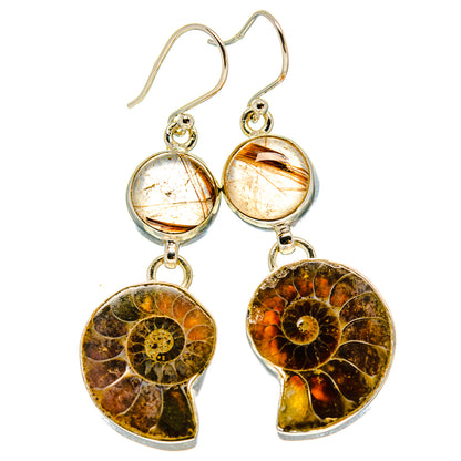 Ammonite Fossil Earrings handcrafted by Ana Silver Co - EARR415787