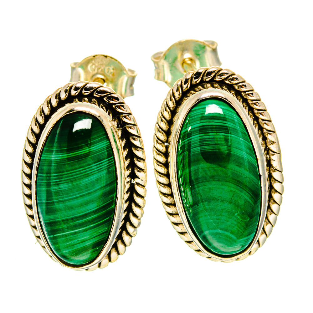 Malachite Earrings handcrafted by Ana Silver Co - EARR415815