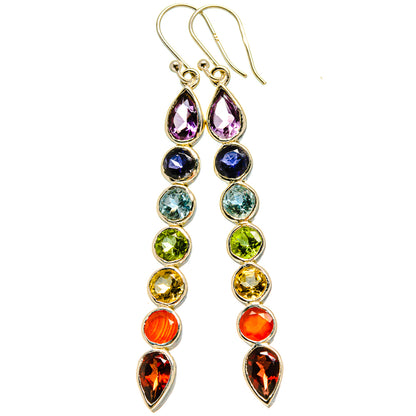 Multi-Stone Chakra Earrings handcrafted by Ana Silver Co - EARR415818