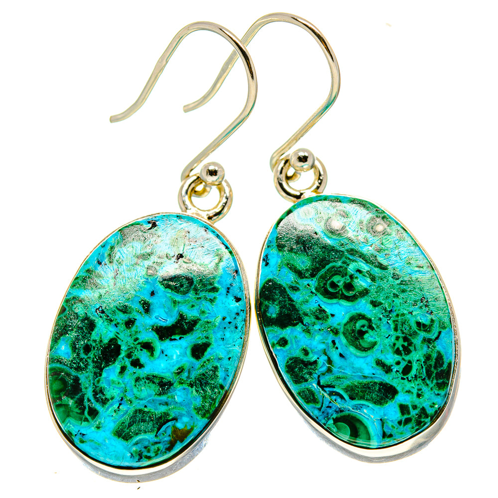 Malachite In Chrysocolla Earrings handcrafted by Ana Silver Co - EARR415852