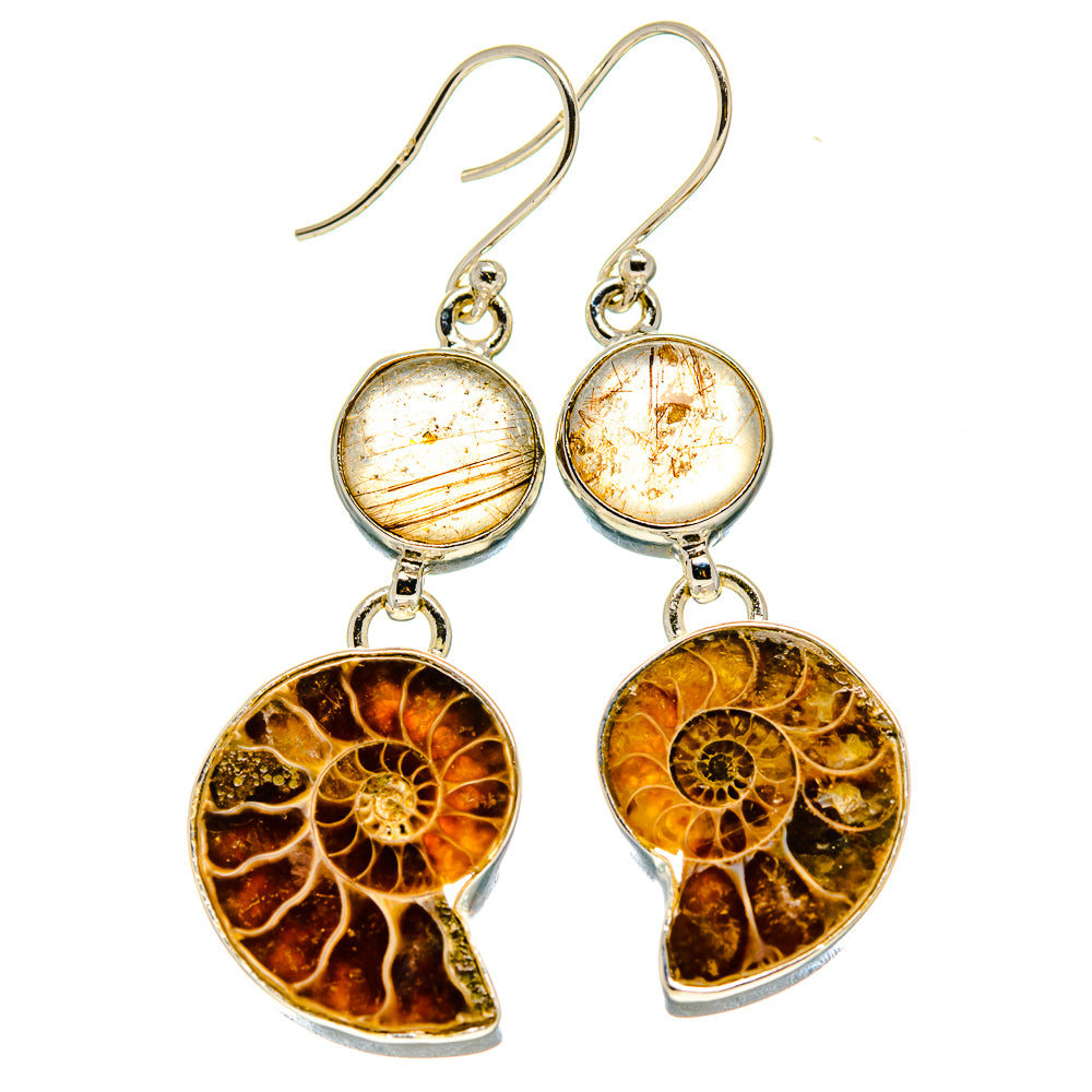 Ammonite Fossil Earrings handcrafted by Ana Silver Co - EARR415860