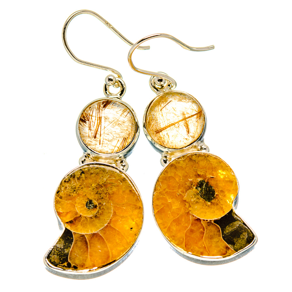 Ammonite Fossil Earrings handcrafted by Ana Silver Co - EARR415873