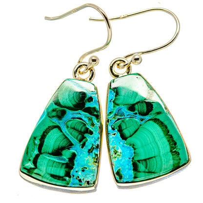 Malachite In Chrysocolla Earrings handcrafted by Ana Silver Co - EARR415877