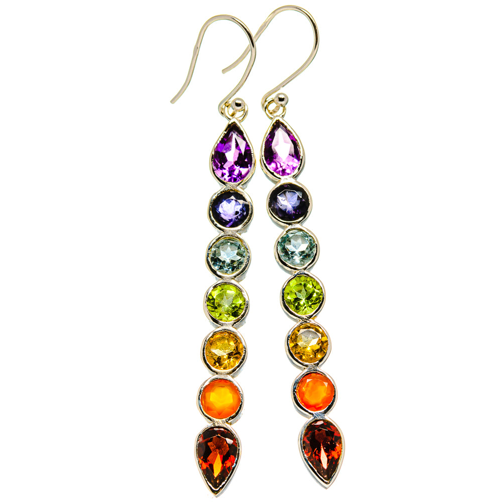 Multi-Stone Chakra Earrings handcrafted by Ana Silver Co - EARR415882